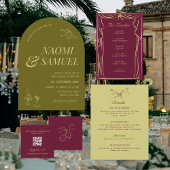 Hochzeit RSVP Chartreuse Burgundy Illustriert