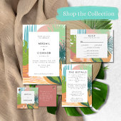 Dicke Abstrakte Koralle Aquamarine Hochzeit Weinetikett