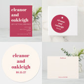 Chic Typografie Magenta Red Ivory Custom Wedding Serviette