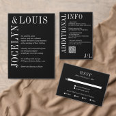 Jocelyn Black and White Modern Wedding Begleitkarte (Personalisiere diese Kollektion eines unabhängigen Creators.)