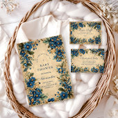 Botanical Blueberry Floral Baby Shower Einladung