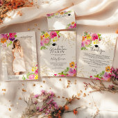 Moderner Boho Floral Watercolor Abschluss Willkomm Poster