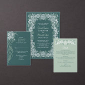 Botanische Blumenzange Mint Smaragdgrüne Hochzeit Einladung (Personalisiere diese Kollektion eines unabhängigen Creators.)