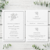 Klassische Botanische Monogramm-Hochzeit Einladung (Personalisiere diese Kollektion eines unabhängigen Creators.)