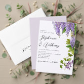 Botanisches Hängen Lila Wisteria Wedding Einladung (Personalisieren Sie die Kollektion dieses unabhängigen Creators. Test)
