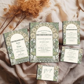 Bougainvillea Green Art Nouveau Mucha Wedding Save The Date