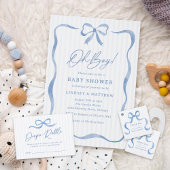 Blue Wavy Ribbon Bow Baby Dusche Geschenkanhänger