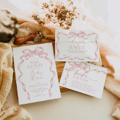 Whimsical Pink Bow Blush Ribbon Diaper Raffel Begleitkarte