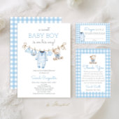 Boy Bear Gingham Dankeskarte