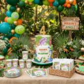 Jungen-Dinosaurier 4. Geburtstag  Pappteller