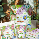 Boy Dinosaur 4th Birthday Pappteller