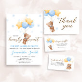 Blue Bear Balloon Baby Dusche Einladung