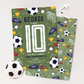 Boys Green Soccer Sporty Thank You Kids Birthday Runder Aufkleber