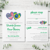 Brasilianische amerikanische Herzfahnen Aufkleber (Personalisiere diese Kollektion eines unabhängigen Creators.)