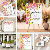 Bridal Shower watercolor flowers yellow Runder Aufkleber