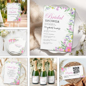 Spring Bridal shower with wildflowers Pink Color Pappteller