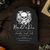 Floral Skull Gothic Black Bachelorette Party  Runder Pappuntersetzer