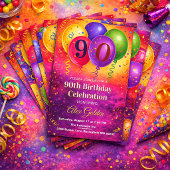 90th Birthday Balloon Confetti Party Serviette