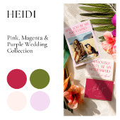 Modernes Minimal Lila & Magenta Wedding Menu Menükarte