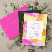 Bright abstract art pink yellow peach wedding runder pappuntersetzer (Personalisieren Sie die Kollektion dieses unabhängigen Creators. Test)