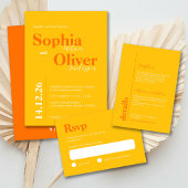 Helle Pfirsich und gelbe farbige Hochzeitsinformat Begleitkarte