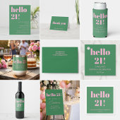 Bold Typography Pink Green Modern 21st Birthday  Serviette