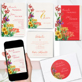 Rustikale Orange Wildblume Hochzeit Tischnummer