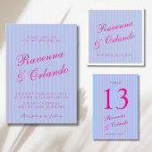 Hellrosa Retro Blau Rosa Streifen Hochzeit Serviette