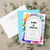 Bold & Bright Rainbow Floral Budget Savvy Wedding All In One Einladung (Personalisieren Sie die Kollektion dieses unabhängigen Creators. Test)