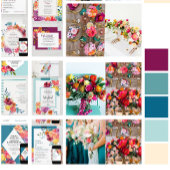 Türkisfarbenes Sommermenü mit Hochzeitsmenü und Ge Programm