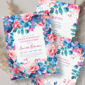 Helle Aquarellblume 80. Geburtstag Einladung