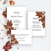 Brown Fall Leaf Briefmarke Paare Polterabend Einladung