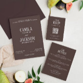 Moderne Braune Hochzeit Chocolate Brown Einladung