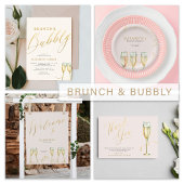 Elegantes Brunch und Champagner-Elfenbeingold Folieneinladung
