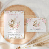 Häschen, Schmetterling, rosa Blumen, erster Geburt Geschenktütchen