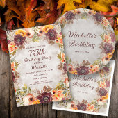 Burgund Rust Orange Bloral Women's Birthday Pappteller