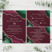 Moderne Emerald Agate Burgundy Wedding 1 Tischnummer (Personalisiere diese Kollektion eines unabhängigen Creators.)