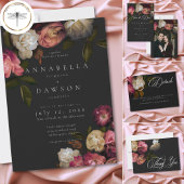 Dark Moody Burgundy Cream Peonies Black Save The Date
