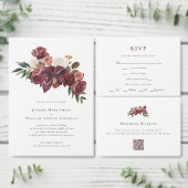 Rustic Burgundy Floral Wedding Info Card Begleitkarte (Personalisiere diese Kollektion eines unabhängigen Creators.)