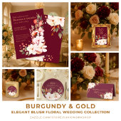 Elegant Burgundy Blush Orange Floral Platzkarte