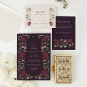 Burgunderrote Art Nouveau Hochzeit Programm