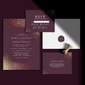 Starry Night Deep Crimson Save the Date Card Einladung