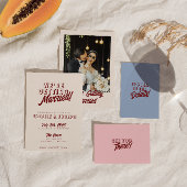 Modern Burgundy Bold Funky Retro Unique Wedding  Menükarte