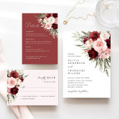 Burgundy Blush Pink Floral Wedding Table Numbers