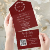 Elegantes Burgundy Script Moderner UAWG QR Code All In One Einladung