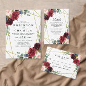 Burgundy Floral Gold Geometric Greenerprogramms (Personalisiere diese Kollektion eines unabhängigen Creators.)
