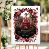 Burgundy Floral Presentación de 3 años Pappteller