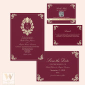 Burgundy Gold Baroque Wedding Ceremony Program