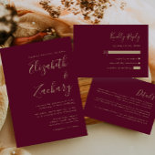 Budget Burgundy Gold QR Code Hochzeit einladen