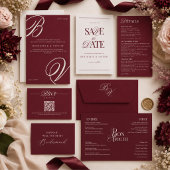 Burgund Ivory Monogram Save The Date